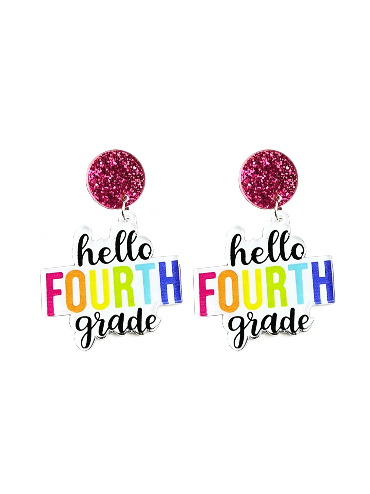 European and American Style Teacher Drop Earrings, Colorful Simple Text Sparkling Student Ear Rings, All Seasons Preppy Fashion Jewelry