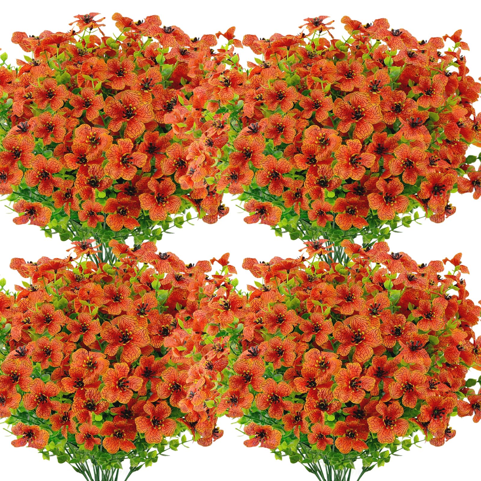 Artificial Flower ( 12/24pcs/set ) ，Mixed Color UV Resistant Fake Flower, Decorative Faux Flower Plant for Home & Garden & Yard，Outdoor Flowers,home decor（without Pot）