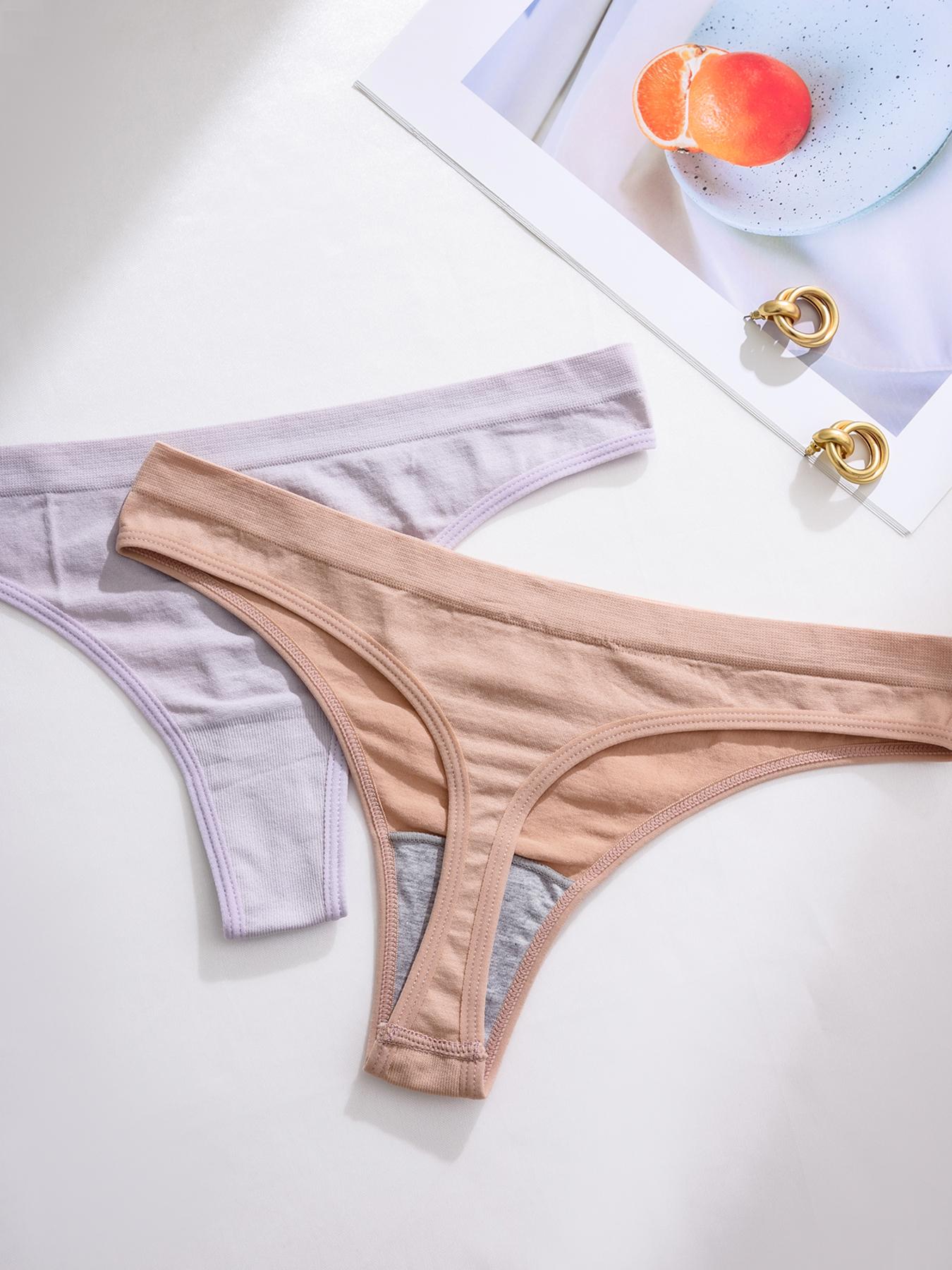 Women's Solid Color Seamless Thong, Soft Comfy Breathable Panty, Casual Elegant Panty for Daily Wear, Ladies Underwear for All Seasons