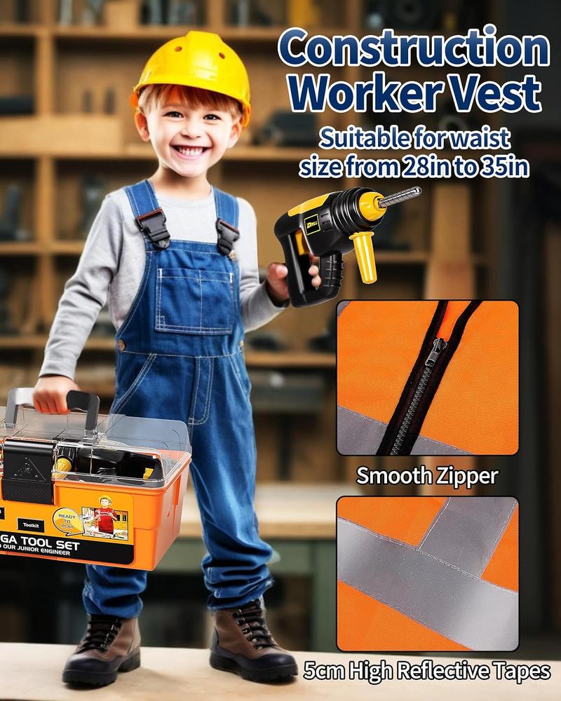 Kids Tool Set with Tool Box & Electronic Toy Drill, 45 Pcs Pretend Play Kids Construction Kits for Kids Ages 3-5 Years Old, Perfect Gift for Toddler Boy