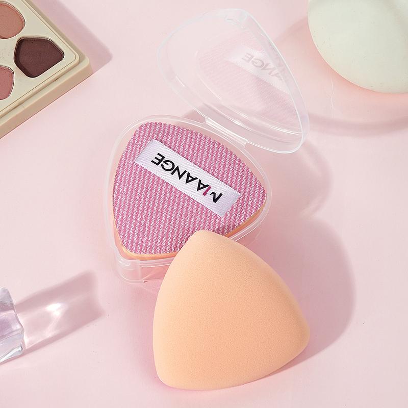 Maange Triangle Air Cushion Powder Puff with Storage Box, Makeup Sponge Applicator, Single Pack, Cosmetic Beauty Tool