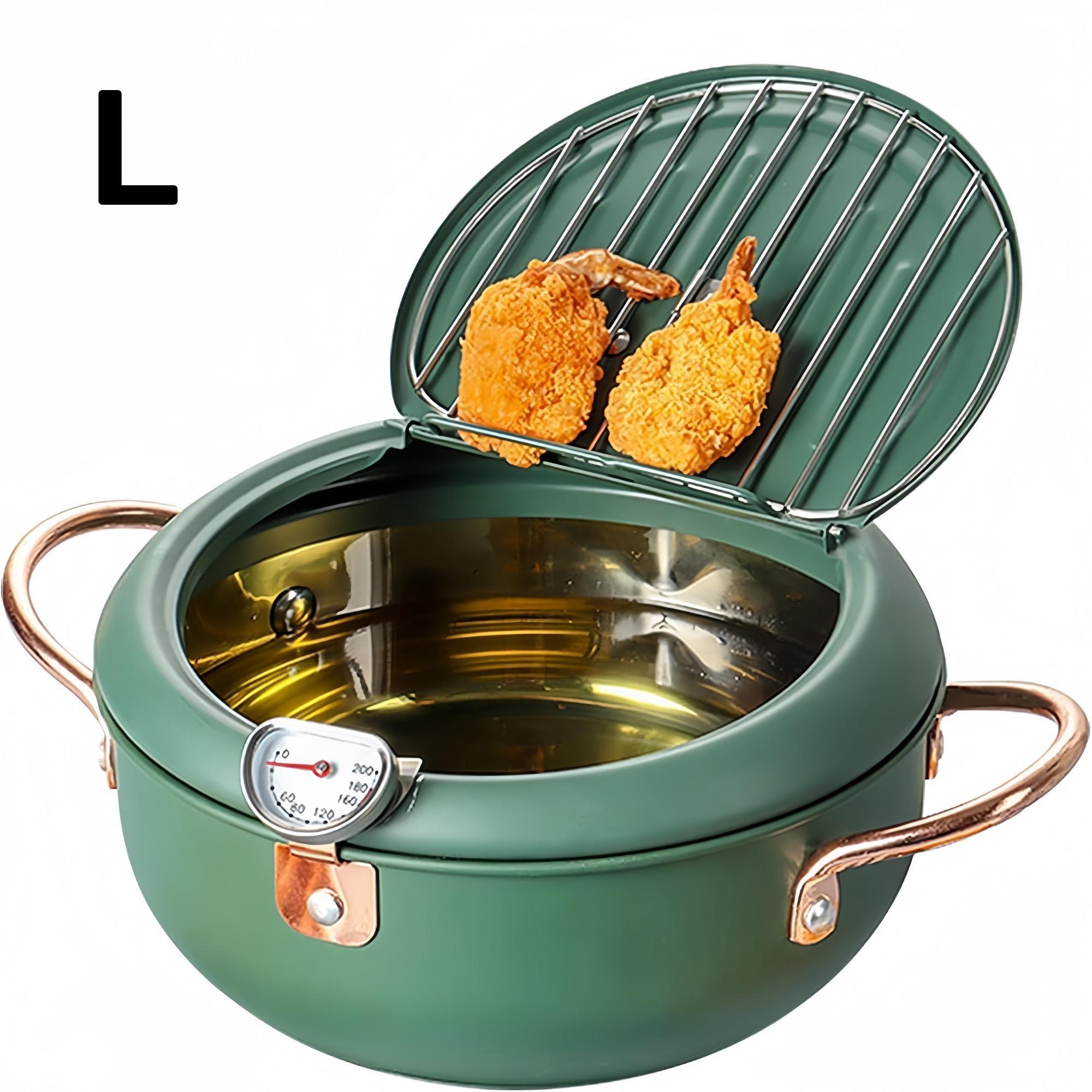 Stainless Steel Deep Frying Pan with Lid, 1 Count Non-stick Deep Fryer with Oil Drip Filter Rack for Fried Chicken