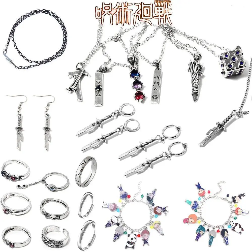 2026 New hot item Anime Jujutsu Kaisen Necklace Ryomen Sukuna Itadori Yuji Cosplay Props Pendant Rings Earring For Unisex Fans Jewelry Gifts