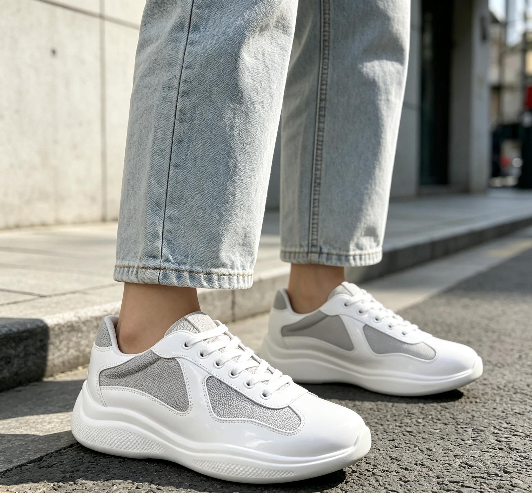 Unisex Low Top Mesh & Leather Platform Sneakers - Thick Platform, Cushioned Sole, Breathable, Lace-Up, Casual Wear Running Shoes (Multiple Trendy Colors), Athletic Running Trainers