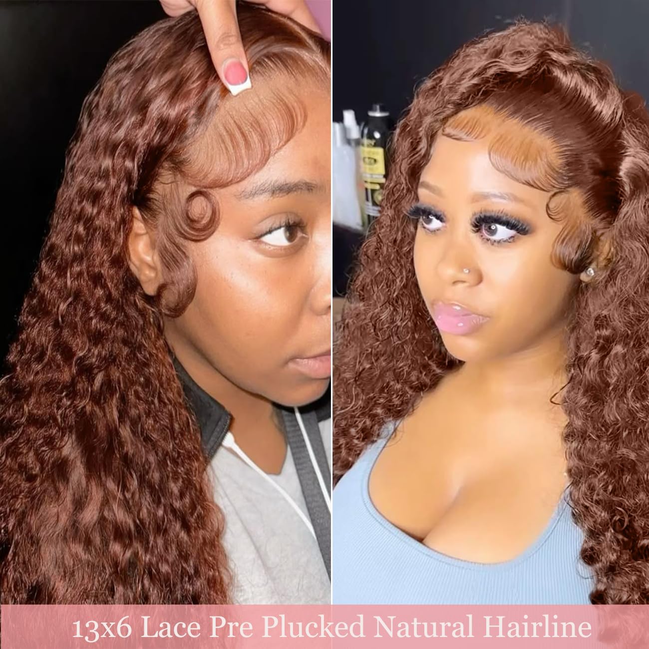 Chocolate Brown Deep Wave Lace Front Wigs Human Hair 180 Density 4# 13x4 13x6 HD Lace Frontal Wigs Curly Human Hair Brown Glueless Wig For Women Pre Plucked with Natural Hairline #TikTokShopHolidayHaul