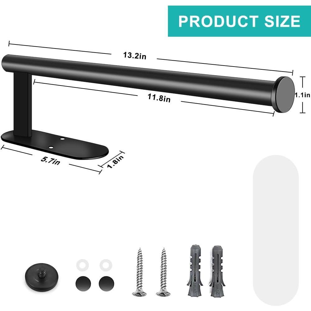 Stainless Steel Paper Holder - 13.2In Rust-Resistant Modern Under Cabinet Wall Mount, Self-Adhesive or Drilling Installation, Indoor Use for Kitchen, Laundry Room