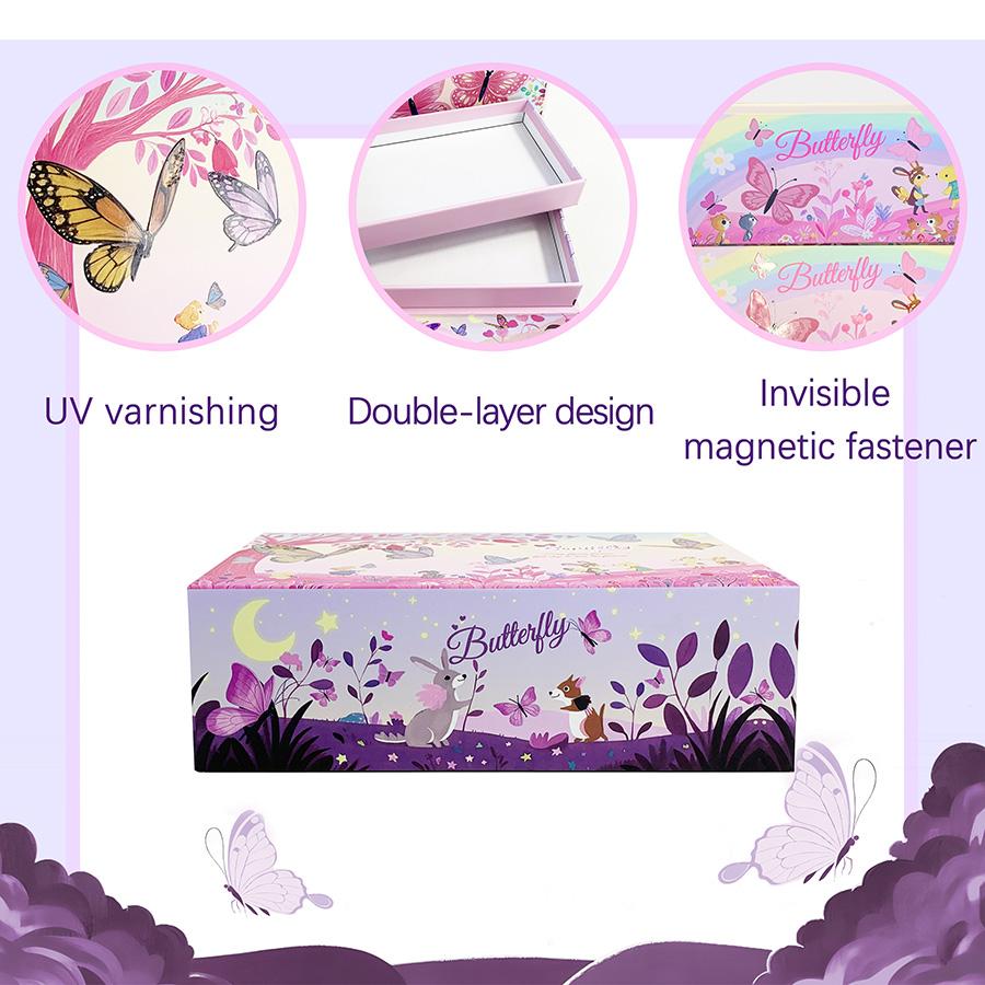 1pc Colorful Butterfly Pattern Gift Box Set, Cardboard Lidded Storage Bin, Floral Box for Decorative Use, Ideal for Jewelry Cosmetics Stationery Organization,  for Mother's Day Valentine's Day Christmas Thanksgiving Birthday Anniversary Gift Wrapping