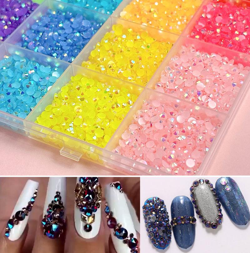1 Box of 24 Colors Flat Bottomed Rhinestones Minimalist Shiny Semi-circular Resin Nail Diamonds Decors DIY Pens Glasses Cup Nail Art Supplies Bling Rhinestone Decoration