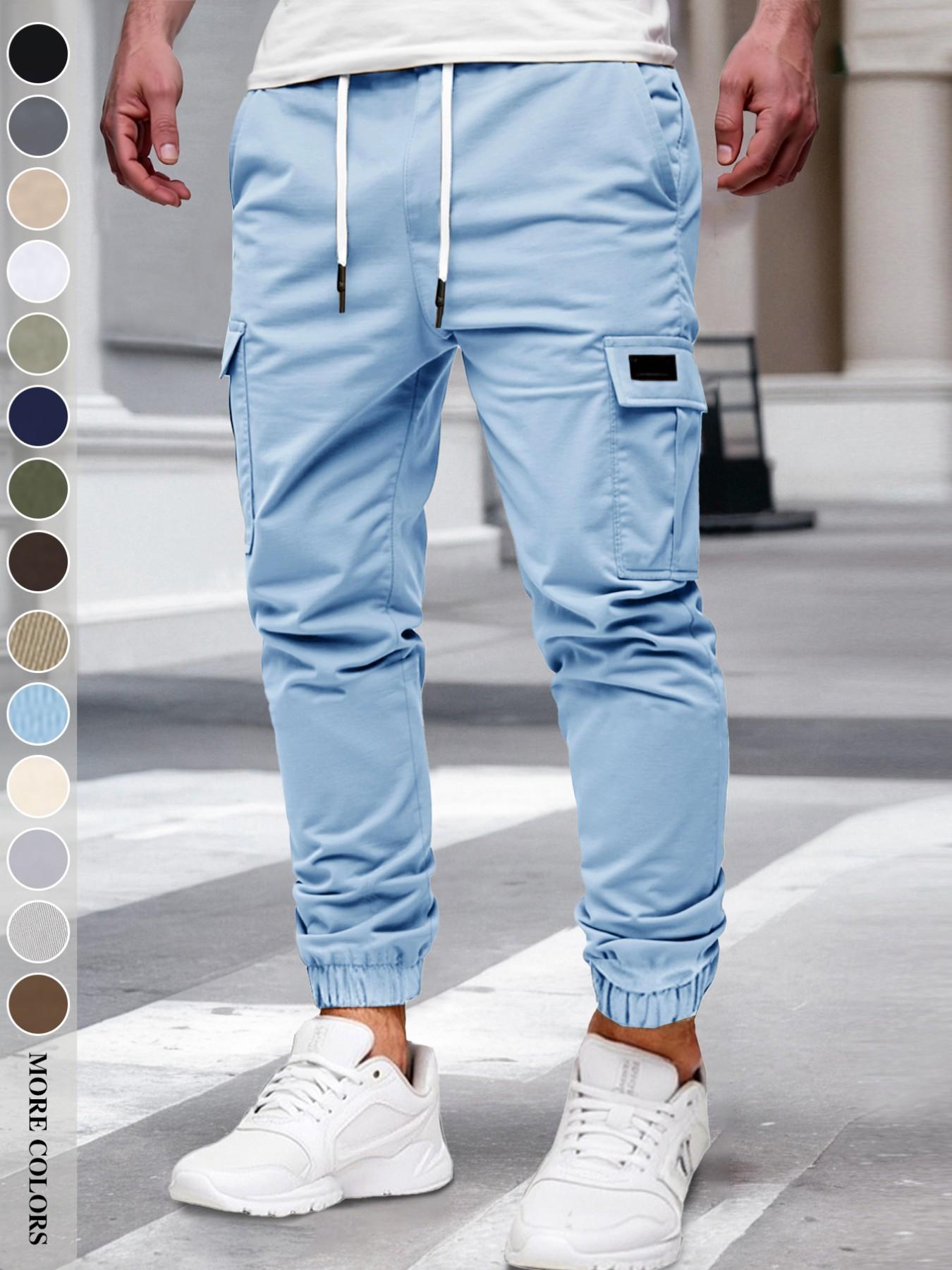 Men's Fall/Winter Everyday Urban Streetwear Cargo Jogger Pants with Cuffed Ankles and Large-Capacity Pockets, Work, Outdoor, City, Slim Fit, Trendy, Casual, Youthful, Minimalist, Versatile, Textured, Individual, Sporty