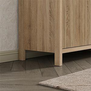 FUSOU 66" W Fluted Buffet Cabinet, Sideboard Storage Cabinet with 3 Drawers & 2 Cabinets, Mid-Century Coffee Bar Table for Living Room, Dinning Room, Natural