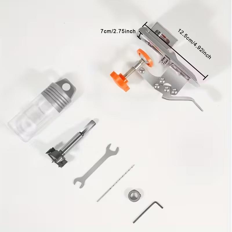 Stainless Steel Hinge Locator Drill Bit Set, Quick-Release Design & Precision Drilling Guide for Cabinets/kitchens/furniture