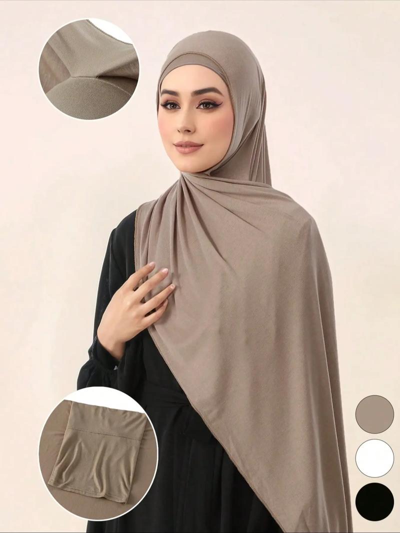 1pc Instant Jersey Hijab with Undercap, Silky Soft Breathable Fabric, Casual Plain Design, Ideal for All Seasons & Special Occasions, Tudung