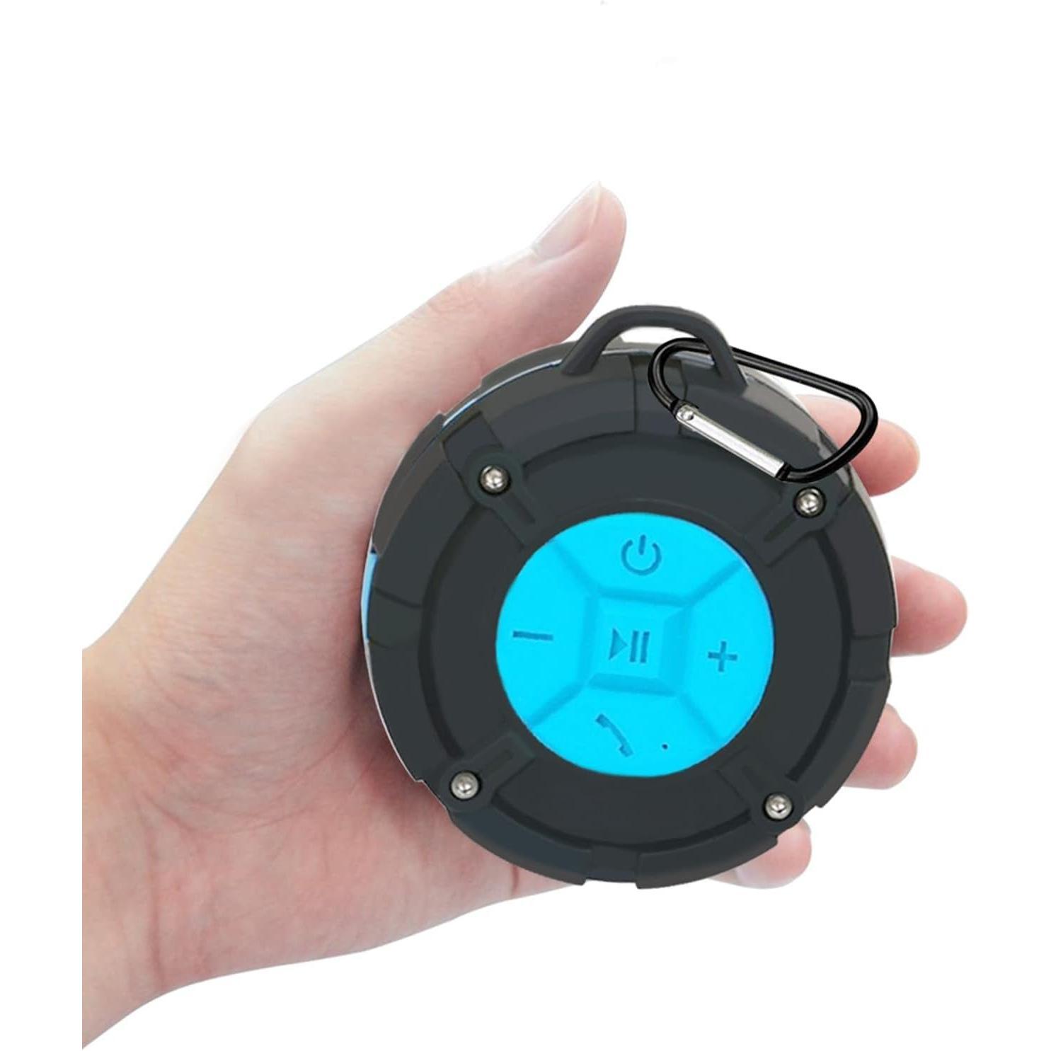 Shower Speaker, IPX7   Speaker, Loud  Sound, Portable  Speaker with Suction Cup & Sturdy Hook, -in Mic, for Shower, Pool, Beach, Outdoor(Blue)