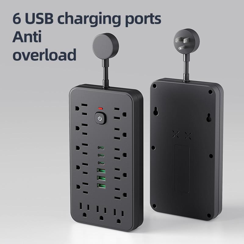 Multi-Functional Home Plug Adapter, Us Outlet Converter with 3 USB and 3 Type-C Ports, Office Travel Socket, Usa Canada Mexico Power Strip