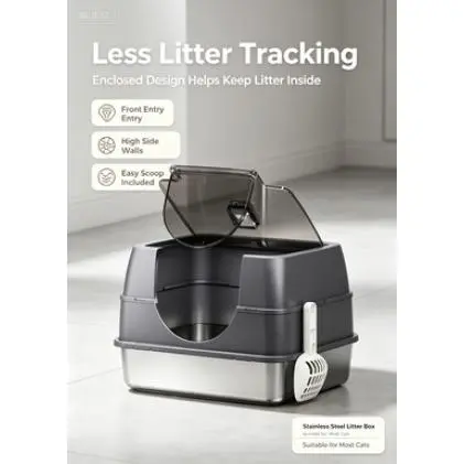 Deodorizing cat litter box with deodorizing, sterilizing, and lighting features, fully enclosed, extra-large, detachable and washable, front-opening flip-top cat litter box