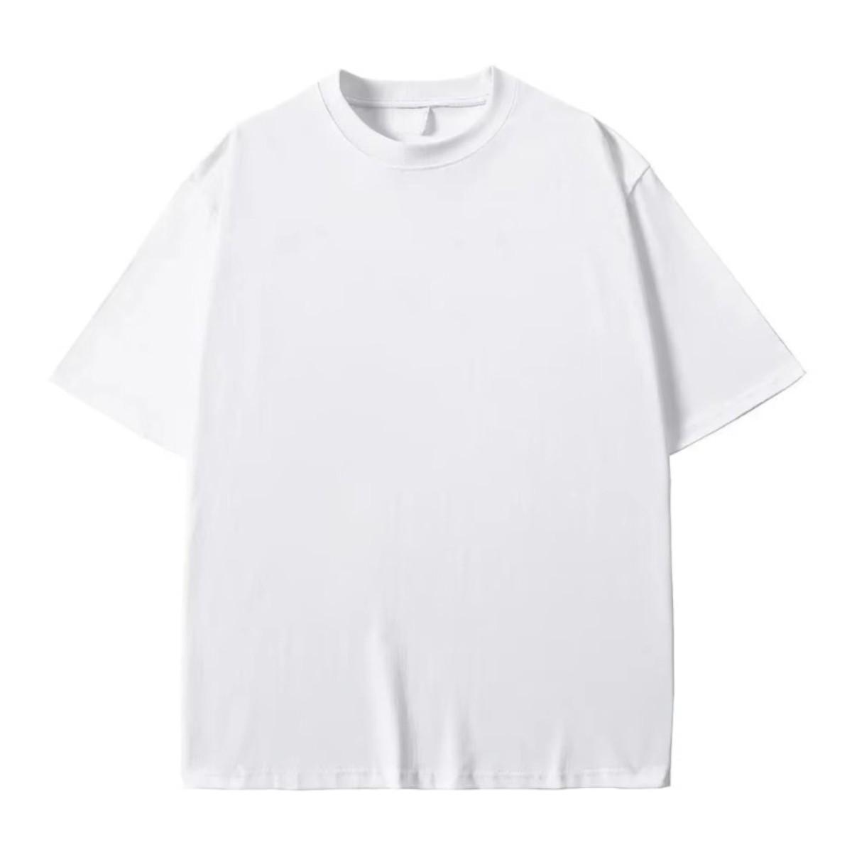 Raw Street Wear Large Size Fitness T-shirt Men's Fashion Classic Solid Color Round Neck Short Sleeve Universal for Couples in All Seasons