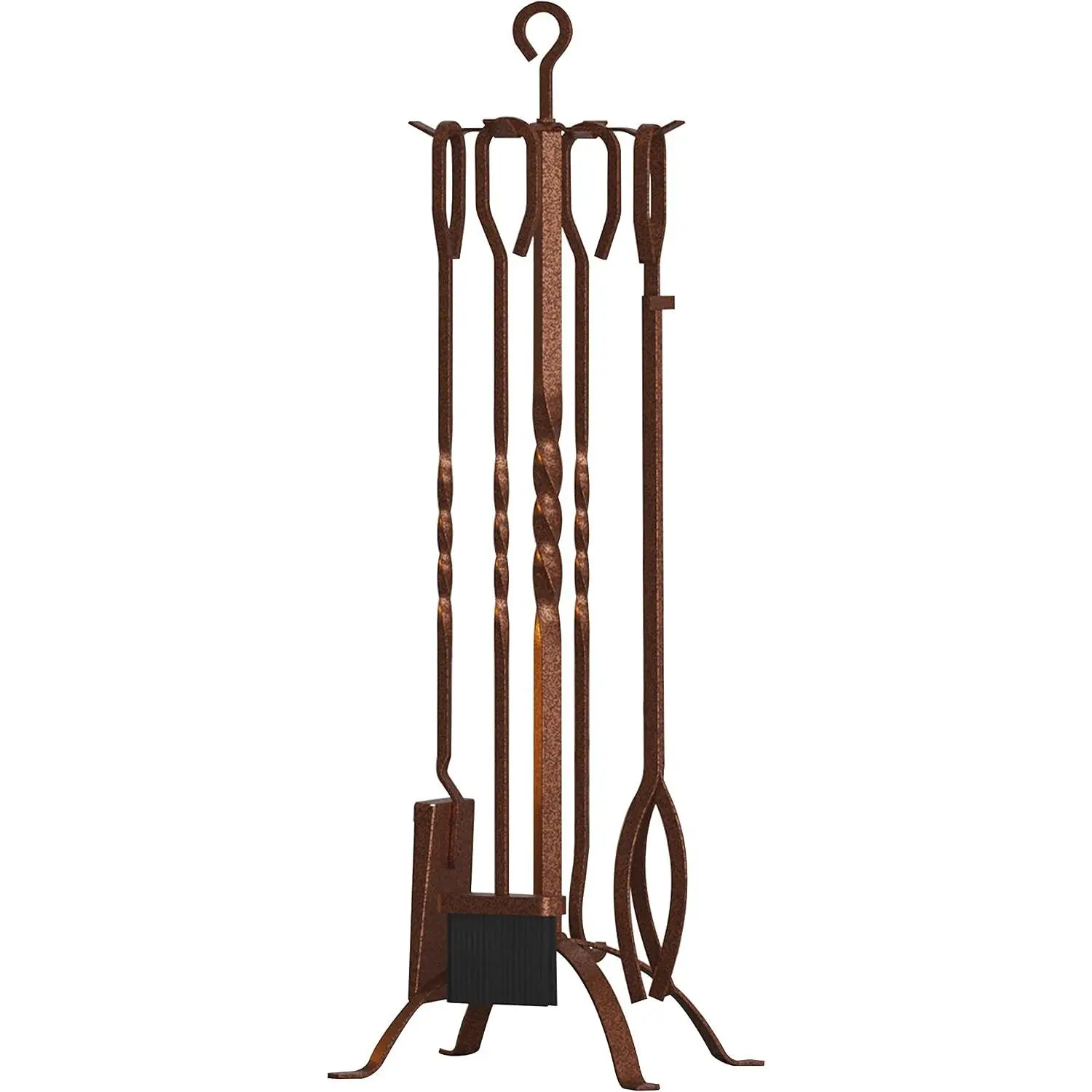 5 Pieces Fireplace Tools Sets Fireplace Accessories Tools Holder with Handles Tools for Indoor Fireplace Decor Outdoor Fire Pit Modern Tool(Antique Bronze)