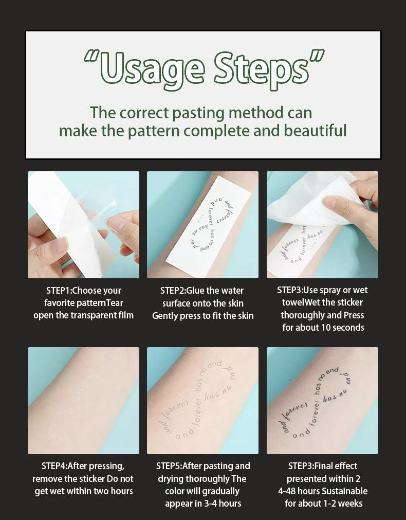 Waterproof temporary tattoo, magic tattoo, lasting 7-15 days, selected person, herbal juice, semi permanent tattoo, arm and chest simulation tattoo