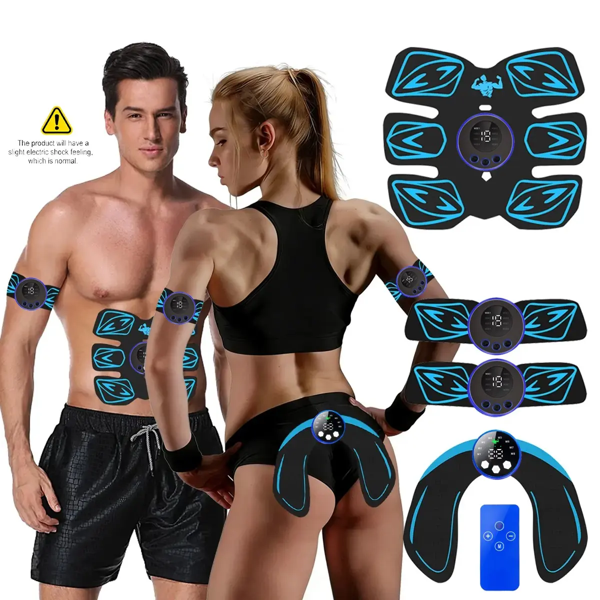 Abdominal Stimulator, Smart Butt Massager, Muscle Training Fitness Equipment, Home Workout Gear, for Men & Women, Stomach Body Sculpting Tool, H818b-4 Model