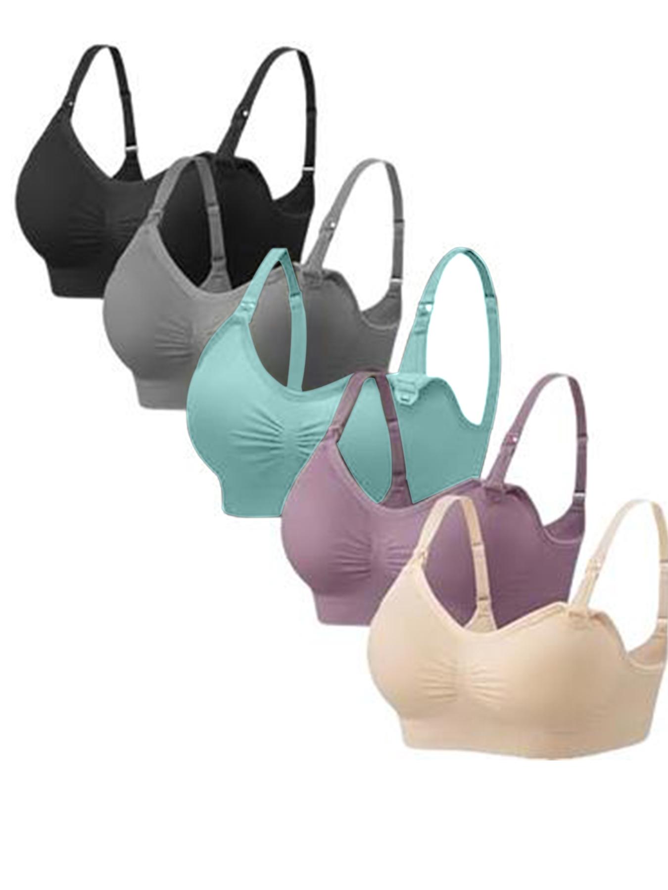 Angel Care Nursing Bras 5 Pack, Essential for Pregnant and Nursing Mothers, Seamless Wireless Sleep Bras, Includes Bra Extender for Comfort