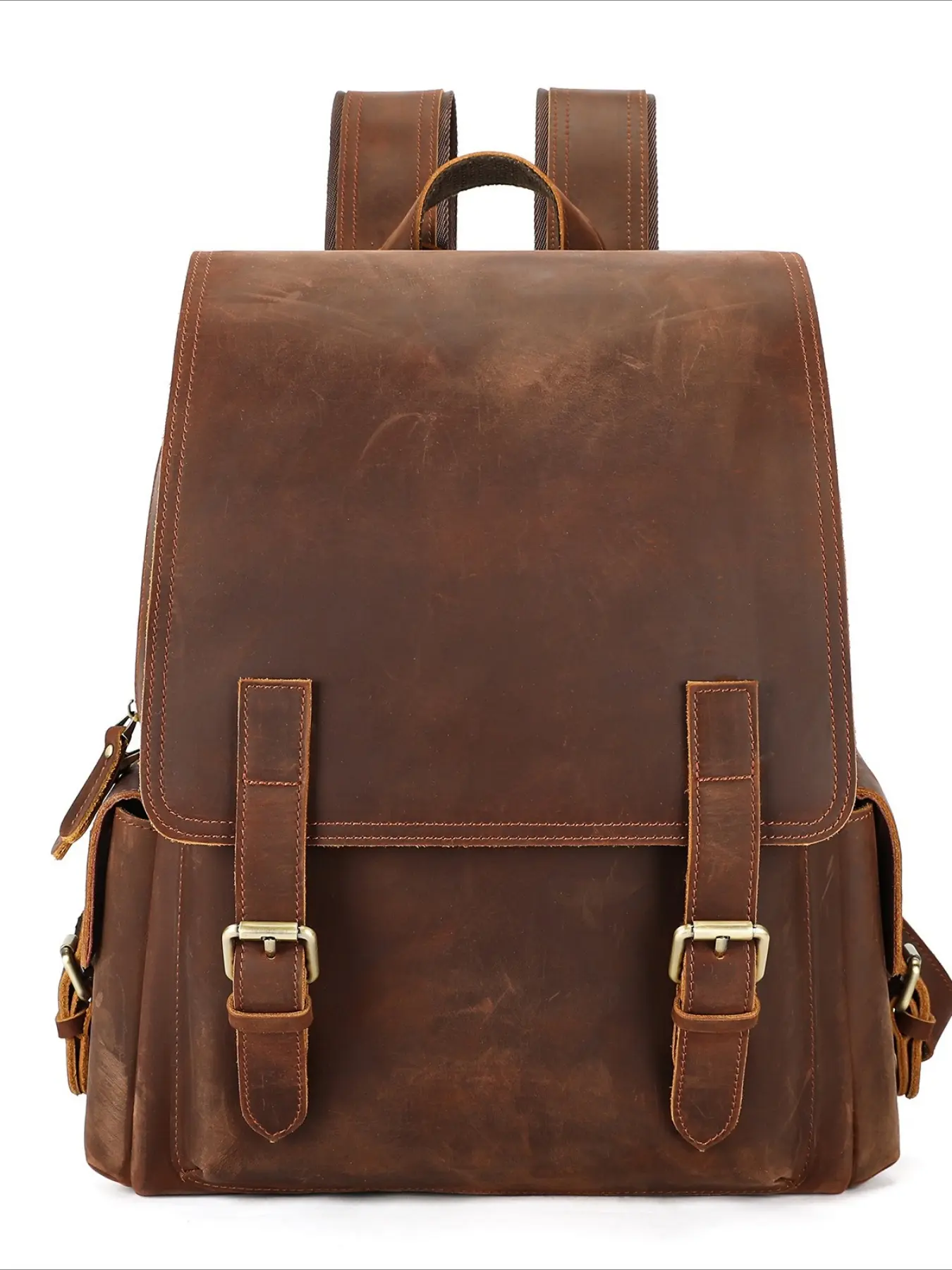 Crazy horse leather retro men's backpack large capacity outdoor cowhide backpack European and American high-end backpack travel backpack men