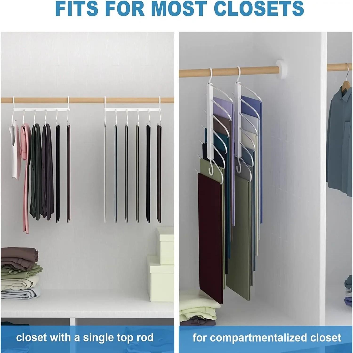 Six-Layer Multifunctional Clothes Hanger, Space-Saving Foldable Hanger for Jeans Scarves Pants, Closet Storage Organization