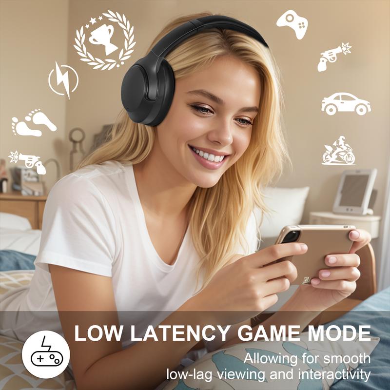 FoFun Multifunctional NC50 Hybrid ANC Wireless Headphones, Built-in Mic, Low Latency,Be aware of safety mode,Custom EQ, Over-Ear, Android/iPhone