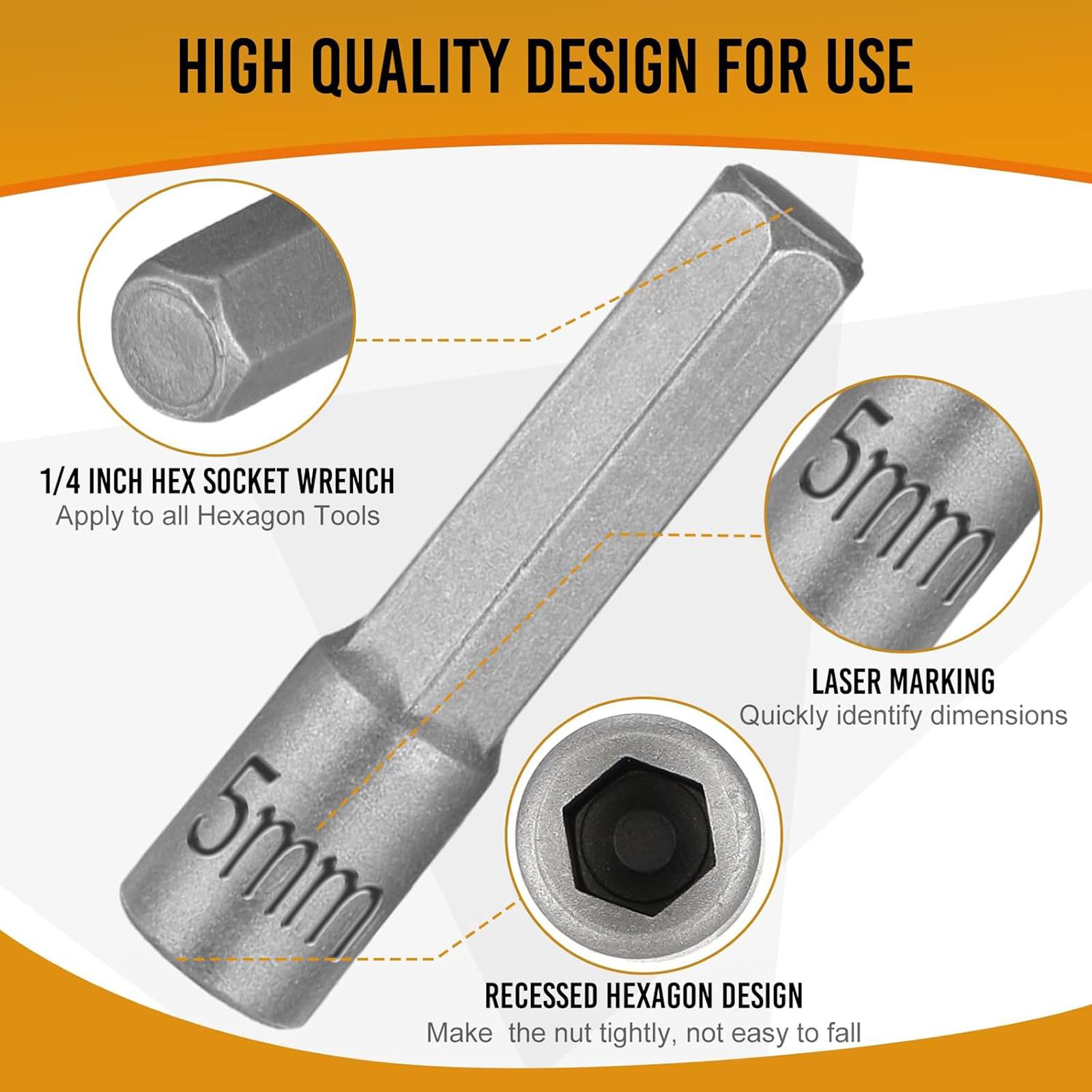 1/4 Inch Hex Socket Adapter,Power Nut Driver Drill Bit Set,Power Tool Accessories for Electric Screwdriver,Hand Dril,Suitable for Quicker Change Chuck,Electric Screwdriver,Hand Drill,Pneumatic Drill,Lithium Drill.
