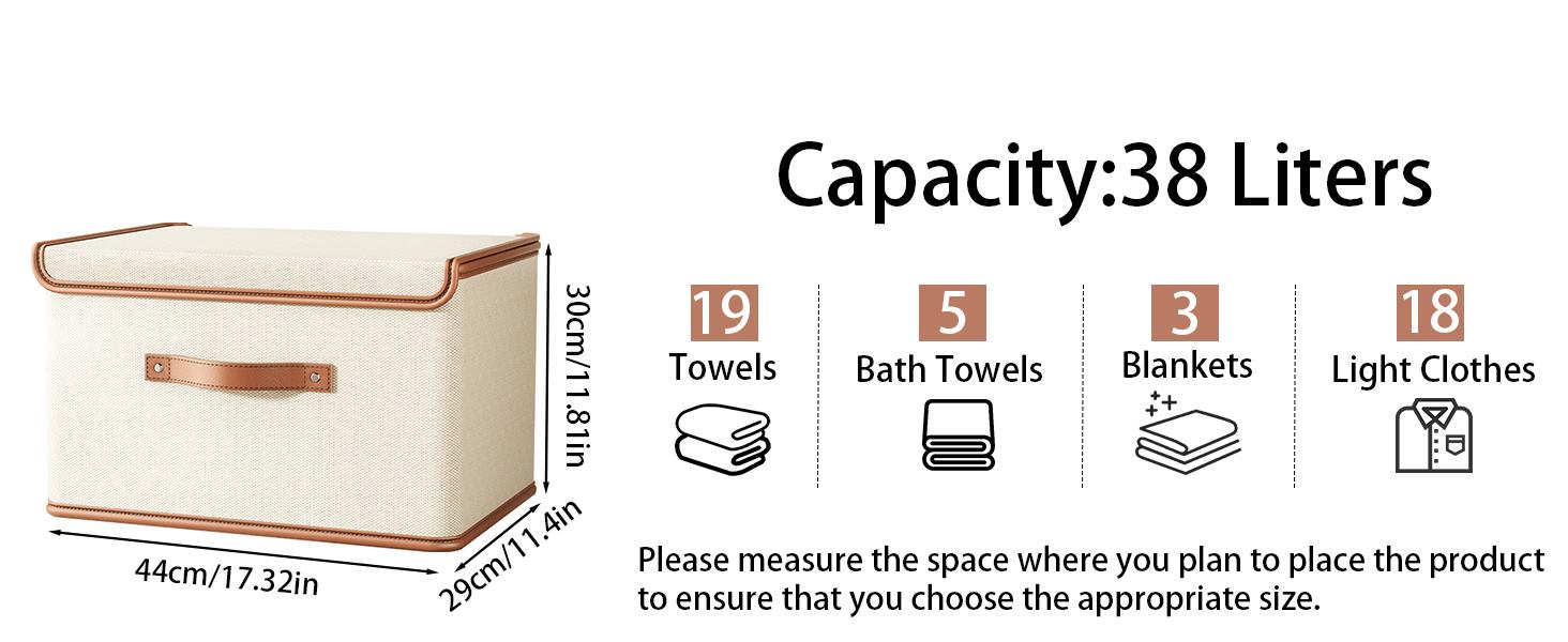 2 Pack Storage Bins with Lids, Collapsible Closet Organizer Container, Fabric Organizer Box with Handles, Decorative Storage Boxes with Lids for Organizing Clothes, Books, File, White, Large 2 Pack Storage Bins with Lids, Collapsible Closet Organizer Container, Fabric Organizer Box with Handles, Decorative Storage Boxes with Lids for Organizing Clothes, Books, File, White, Large