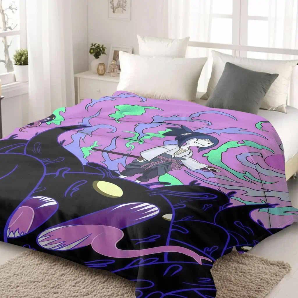 Adventure Time Sasuke Flannel Blanket Dark Fantasy Demon Art Print Soft Cozy Warm Lightweight Decorative Throw Blanket for Bedroom Living Room Sofa Couch Office Home Decor Gift Birthday Christmas Anime Fans