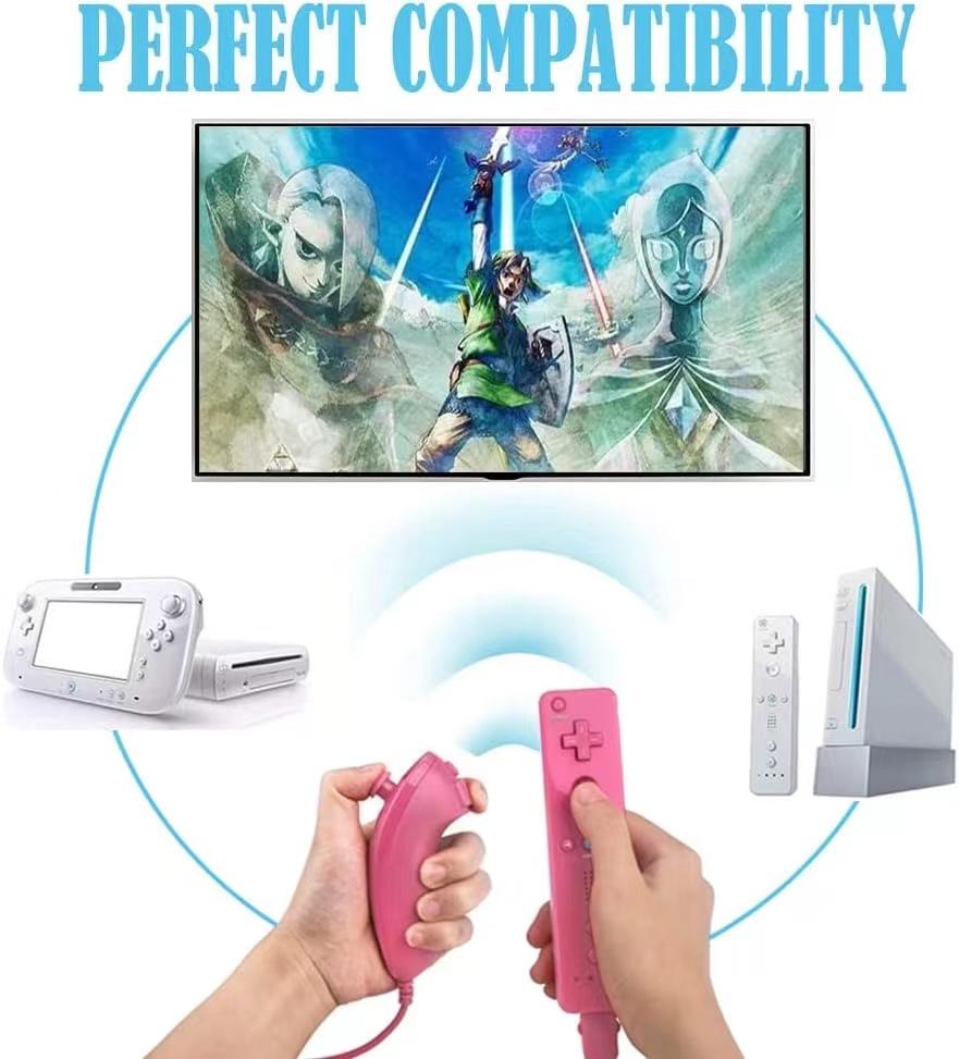 Wii Controller Dual Vibration Compatible Remote Control, Retro Classic Game Console Accessories, Pair Pack for Wii Gaming, Controller Accessories Cable