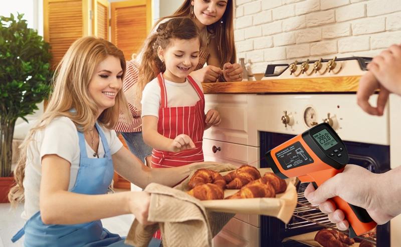 Inkbird infrared thermometer gun, 1 handheld digital thermometer gun, suitable for food, cooking, pizza ovens, kitchen utensils, Measuring Orange