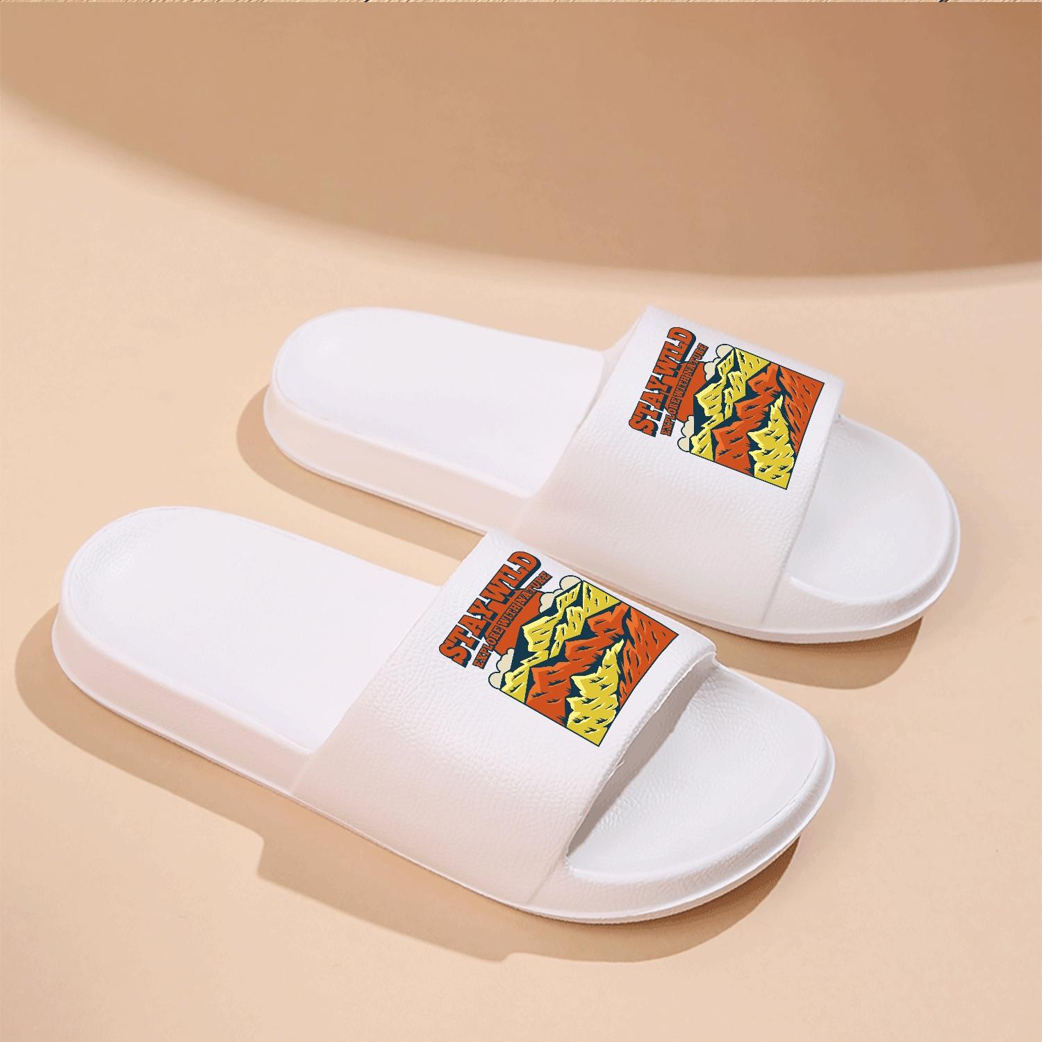 Stay Wild Explore With Nature Mountain Pattern Slippers Comfortable Non-Slip Indoor Outdoor Shoes Lightweight Soft Sole Casual Footwear For Men Women Travel Hiking Adventure Inspired Design Breathable Open Toe