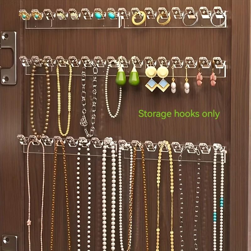 Wall-Mounted Transparent Acrylic Jewelry Storage Hooks, Polished Durable Simple Design, Multi-Functional Space-Saving Organizer