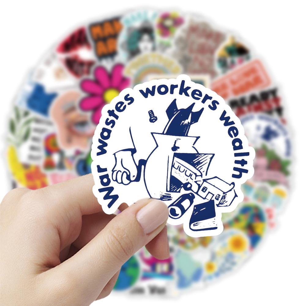 50 Peace Theme PVC Stickers Set, Anti-War Graffiti Decorative Decals for Laptops Suitcases Refrigerators Skateboards Helmets Phone Cases Books