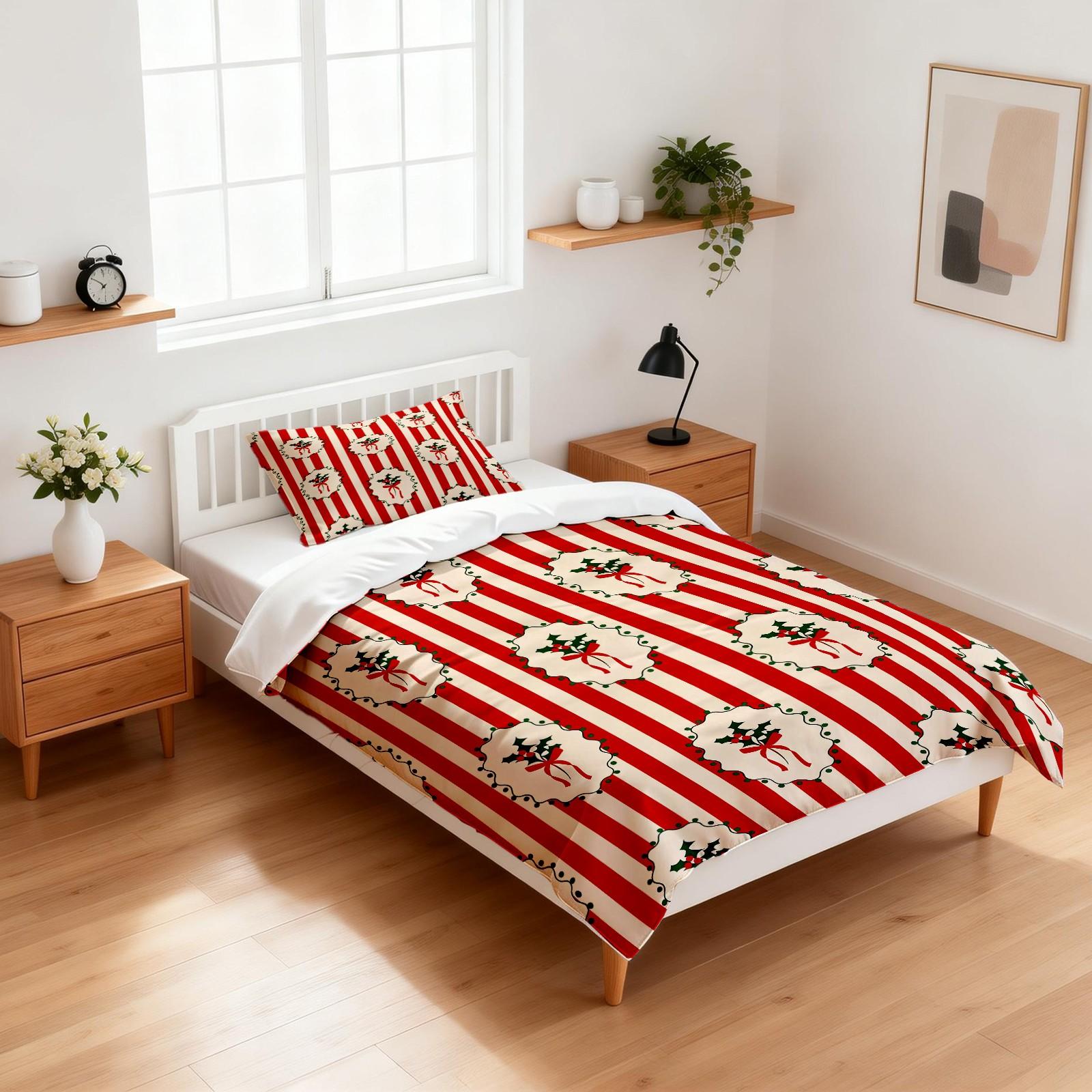 2/3 Pcs Christmas Coquette Bow Duvet Cover Set, Cute Gingerbread Man & Christmas Tree Print Bedding, Soft and Comfortable Fabric, High-Aesthetic Girl's Bedroom Decor, Ideal Christmas Holiday Gift, Filling Not Included