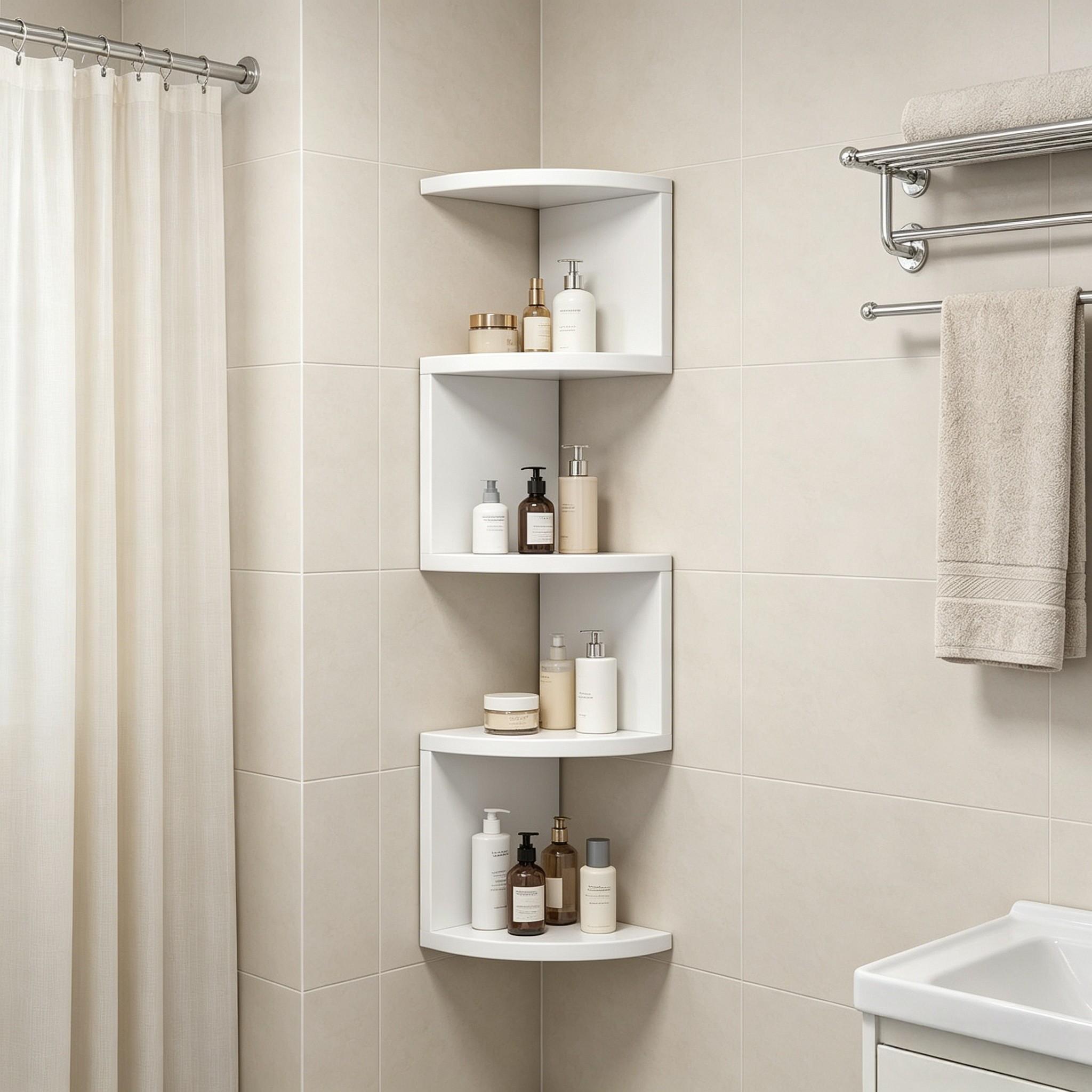 Creative Corner Shelf, No Drilling Wall-Mounted Triangular Storage Rack, Multi-Layer Thick Wood Plastic Board, Kitchen Bathroom Organizer