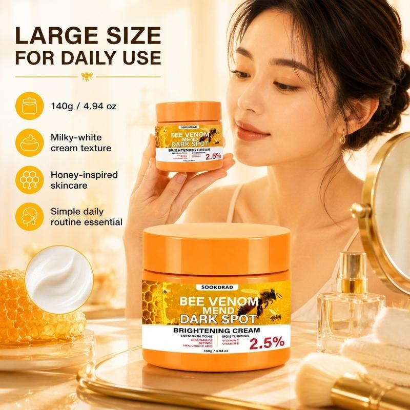 Bee Venom Dark Spot Brightening Cream, niacinamide, retinol, hyaluronic acid, vitamin C, vitamin E, 2.5% active ingredients, even skin tone, moisturizing, Bright Glowing Skin, for face, all skin types, men women,