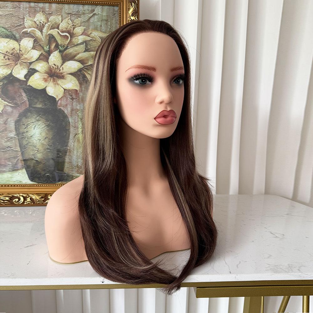 Lovestory Celeste 20Inch Natural Straight Synthetic Lace Front Wig 13x4 Heat Resistant Glueless Pre Cut Pre Layered Lace Wig For Women Highlight Color