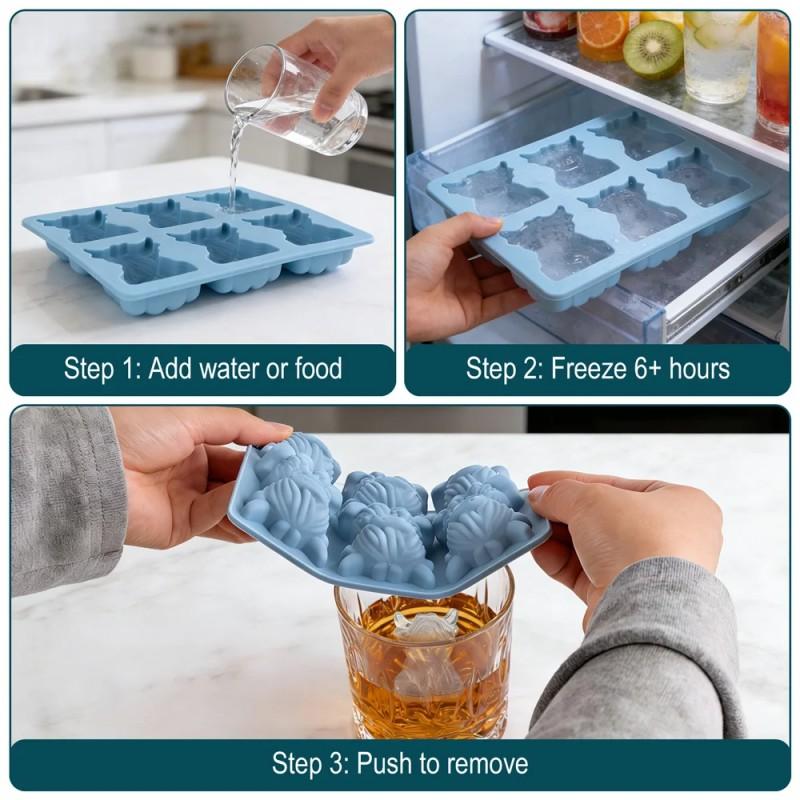 Mini Highland Cow Ice Cube Mold, Cute 3D Silicone Ice Tray, Cow Shape Ice Cubes, Ideal for Whiskey, Drinks, Parties, Bars, Birthdays, Gifts (6 Compartments)