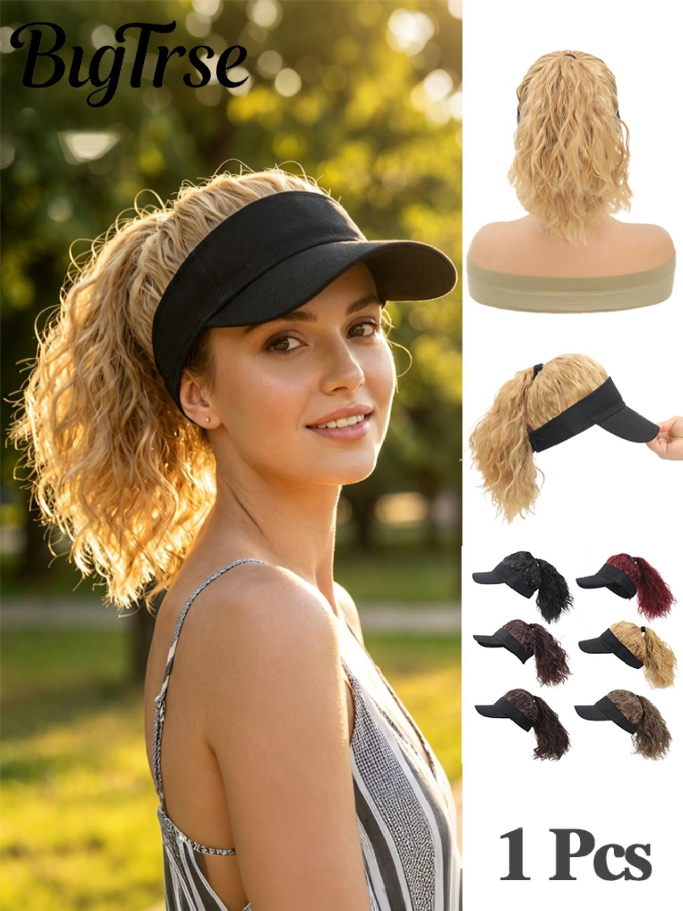 12-Inch High Ponytail Wavy Wig Hat, Summer Sun Protection Cap, Full Volume No Maintenance, Ideal for Outdoor Activities and Daily Wear