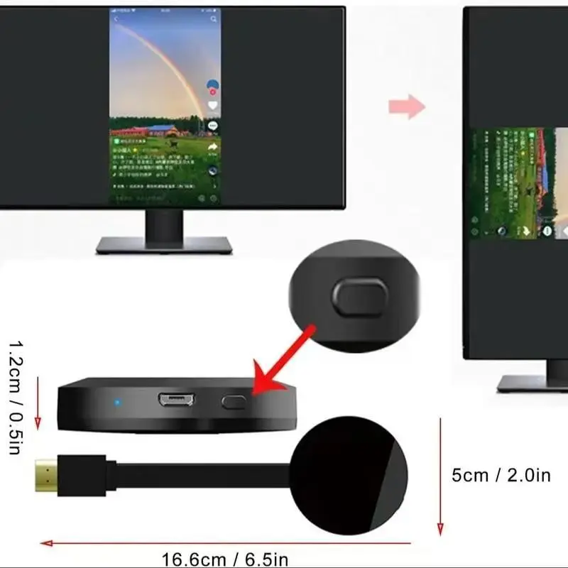 New Wireless HDMI Screen Mirroring Device, Phone to TV Projector, Compatible with Smartphones Tablets Laptops, 1080P HD Output, Low Latency