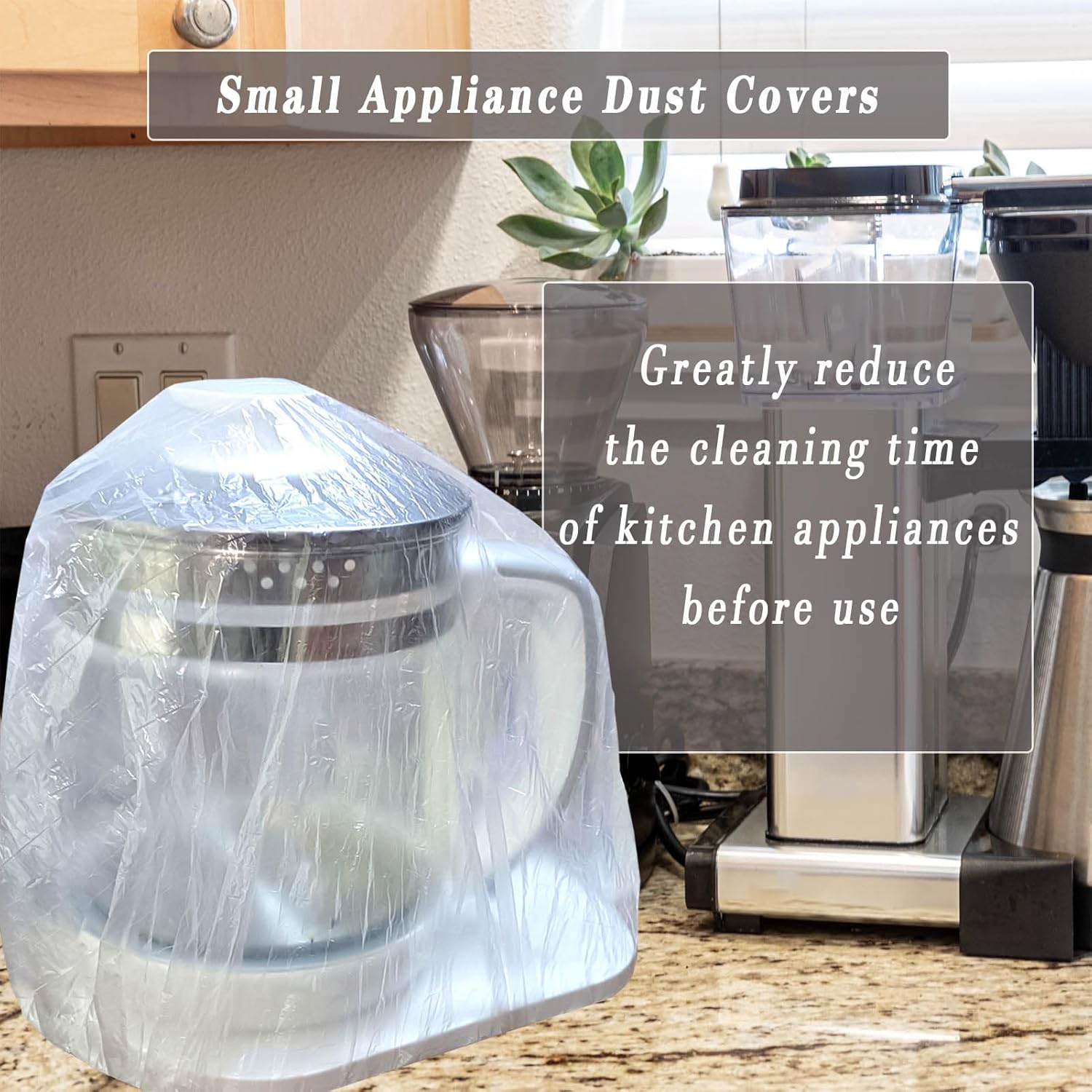 60 count Clear Small Appliance Dust Covers,Disposable Kitchen Appliance Covers for ,Mixer,Meat Slicer,Air Fryer,Toaster Oven, Processor,Blender,Slow Cooker,Coffee & Bread Maker