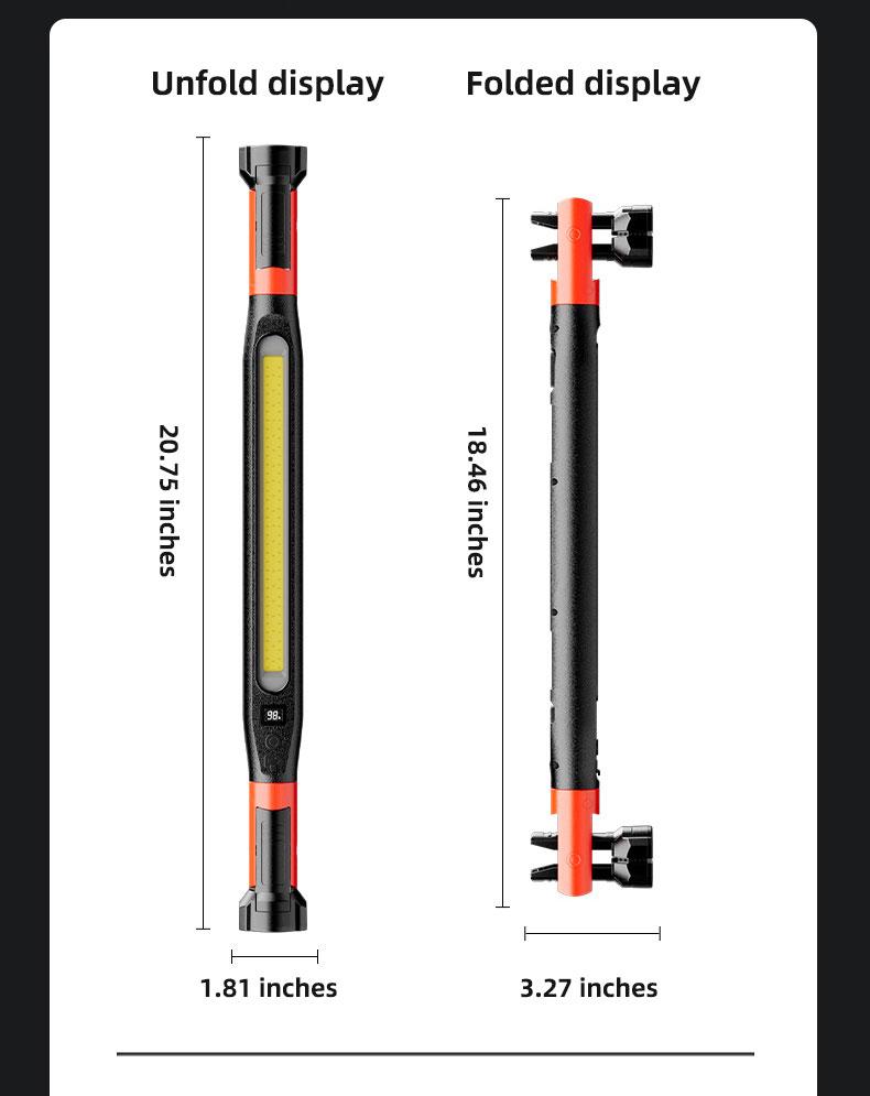 Work Light, 2500LM Bright LED Work Lights, 5200mAh Rechargeable Magnetic Underhood Work Light with Hooks, Cordless Battery Powered Mechanic Light for Car Repairing/Inspection/Garage/Workshop/Emergency Multifunctional Flashlight Portable Flashlight