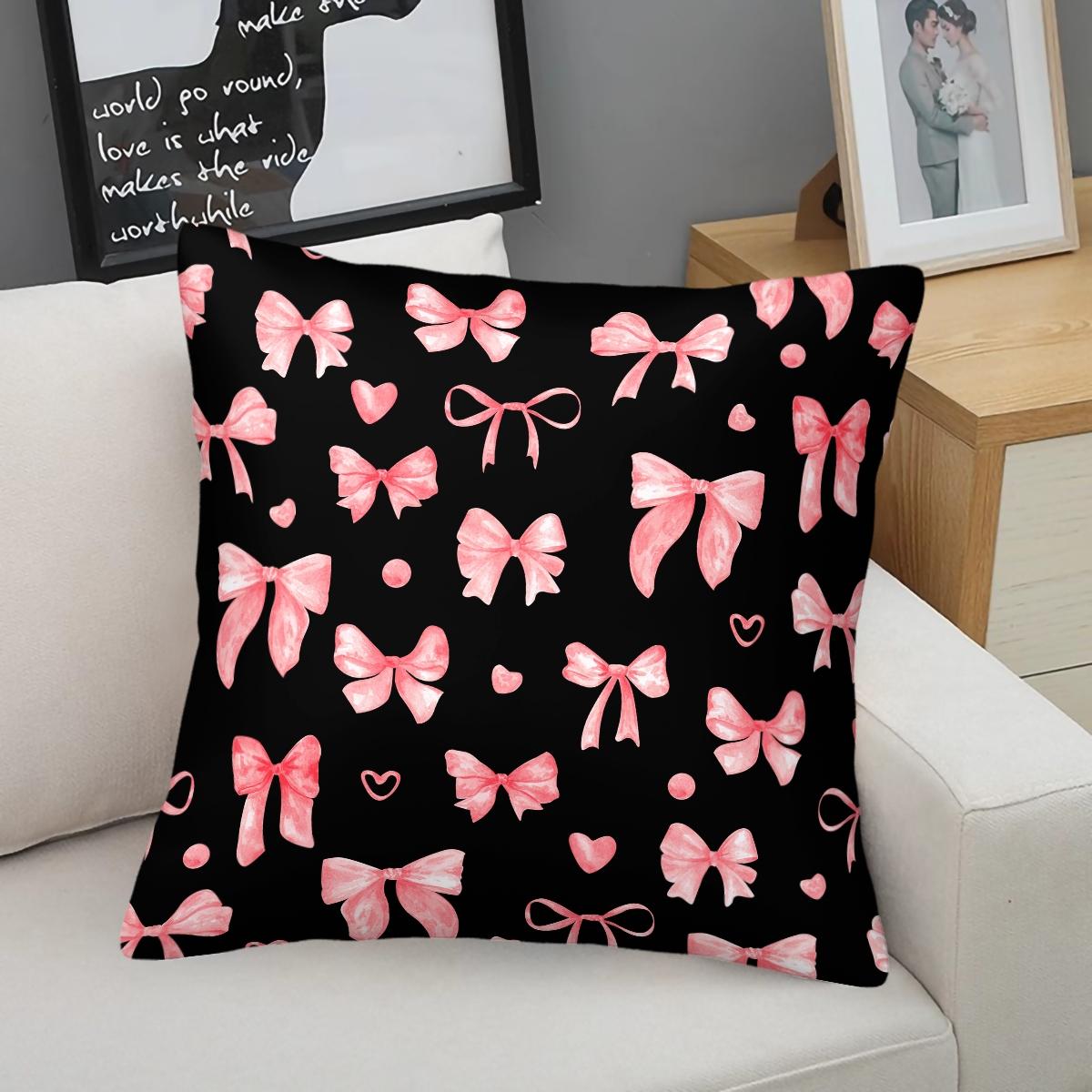 1 Piece Coquette Pink Bow Print Body Pillow, Memory Foam Pillow & Decorative Pillow Option, Cute Y2K Digital Print Throw Pillow with Insert, Soft Square Cushion for Sofa, Bedroom, Dorm, Aesthetic Girly Room Decor