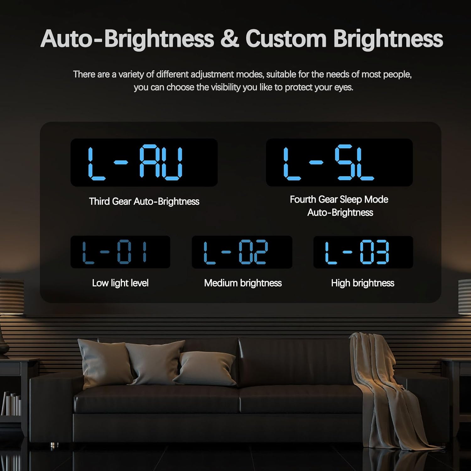 LED Digital Wall Clock, Large Display Digital Clock with LED Technology, Countdown Dimmer, DST Date, Week Temperature, Large Display Home Decor Blue(White Shell)