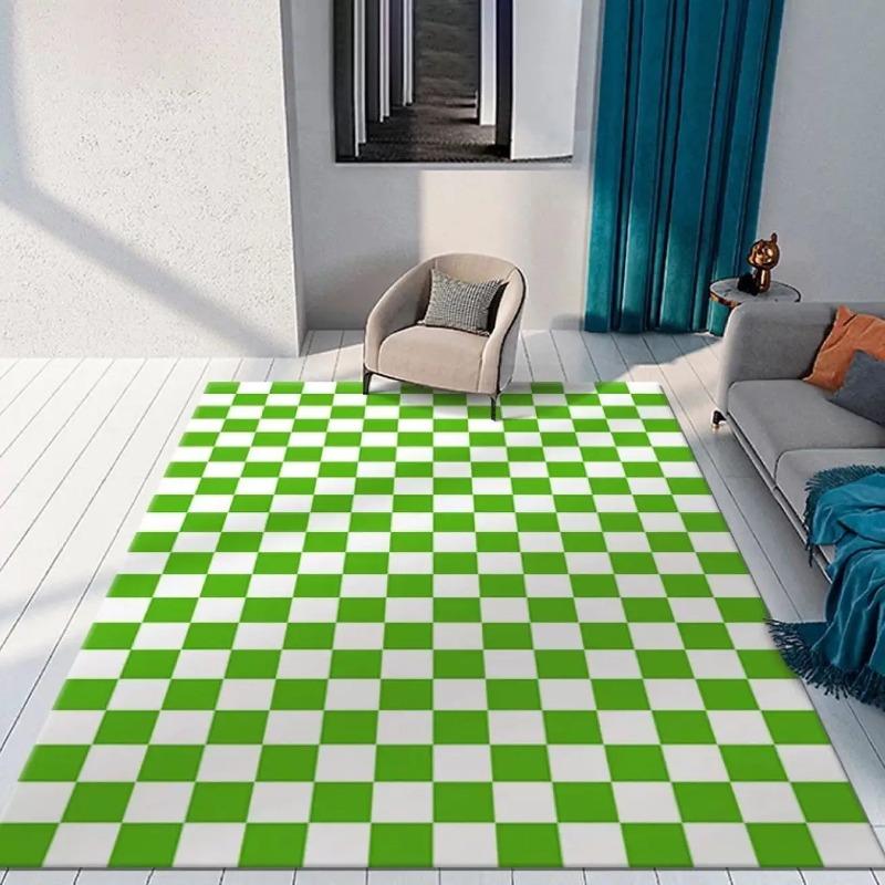 Black and White Checkerboard Flannel Area Rug - Classic Checkered Print Soft Mat for Living Room & Bedroom, Non-Slip Minimalist Home Decor #CheckerboardRug #BlackWhiteCheckMat #MinimalistHomeDecor #CheckeredCarpet #NonSlipFlannelRug