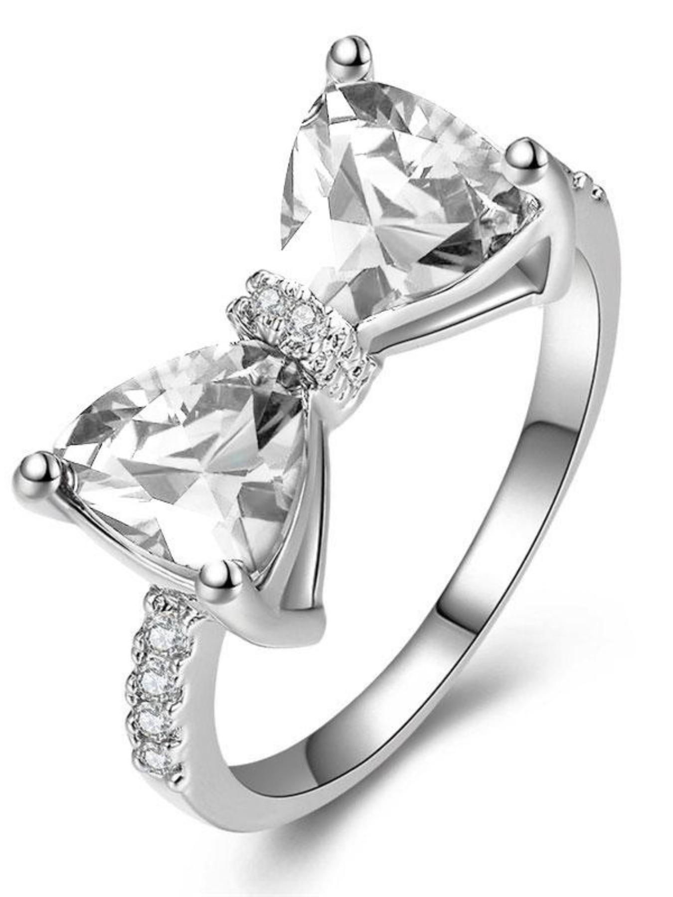 Luxurious Bow Zircon Ring, High-End Sweet Cool Style, Elegant Butterfly Knot Design, Perfect for Special Occasions