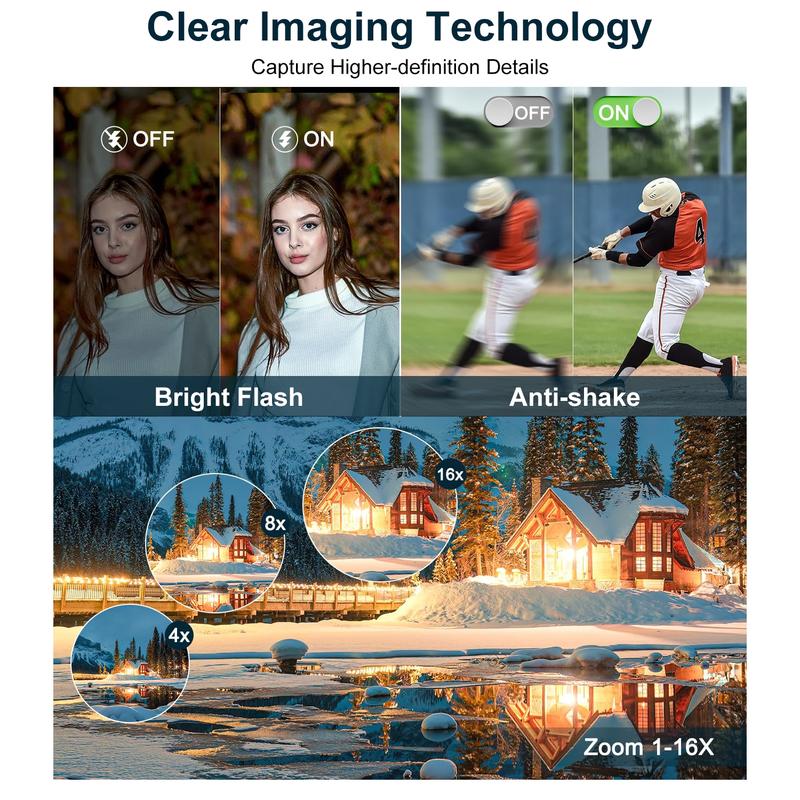 4K HD Digital Camera, 48 Megapixel HD Camcorder with 16x Zoom, Autofocus 4K Camcorder with 32GB SD Card, Compact Camcorder for Teens Adult, Vlogging Camera, Flip Screen Camera