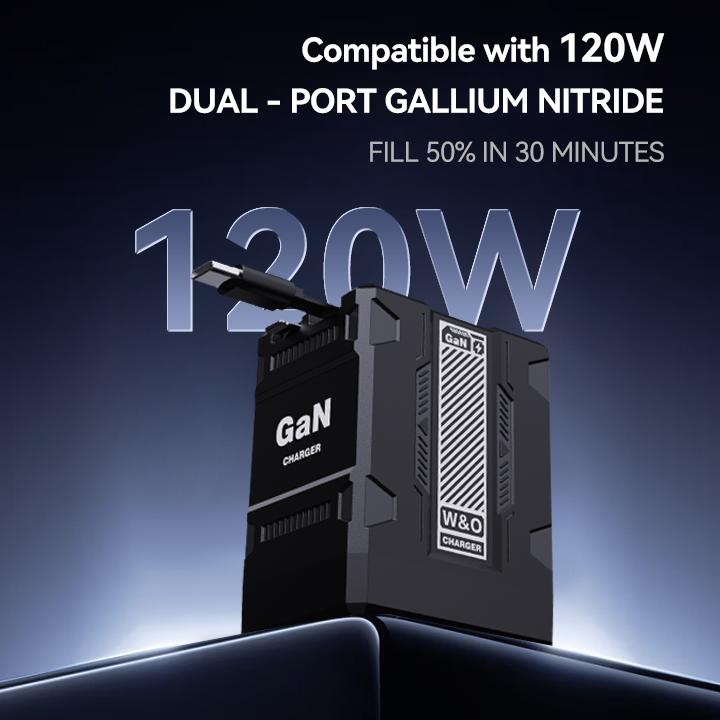 GaN Charger Compatible with 120W Fast Charger with Retractable Type-c and Lighting Cable,Protable Adaptor for iPhone 16, iPad, MacBook, Multi-Device Fast Charging, Folding Charging Cellphone Electronic